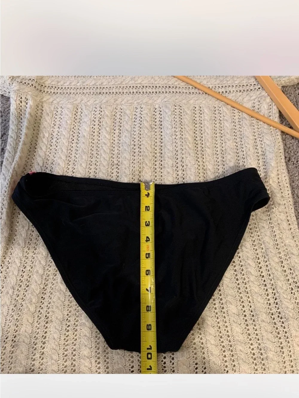 Hula Honey Women's Black Bikini Brief with Pink Floral Embroidery XL
